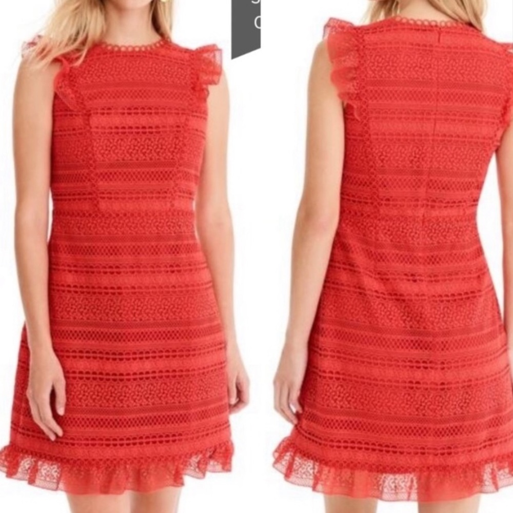 NWT J. Crew cap sleeve ruffle lace dress size 10